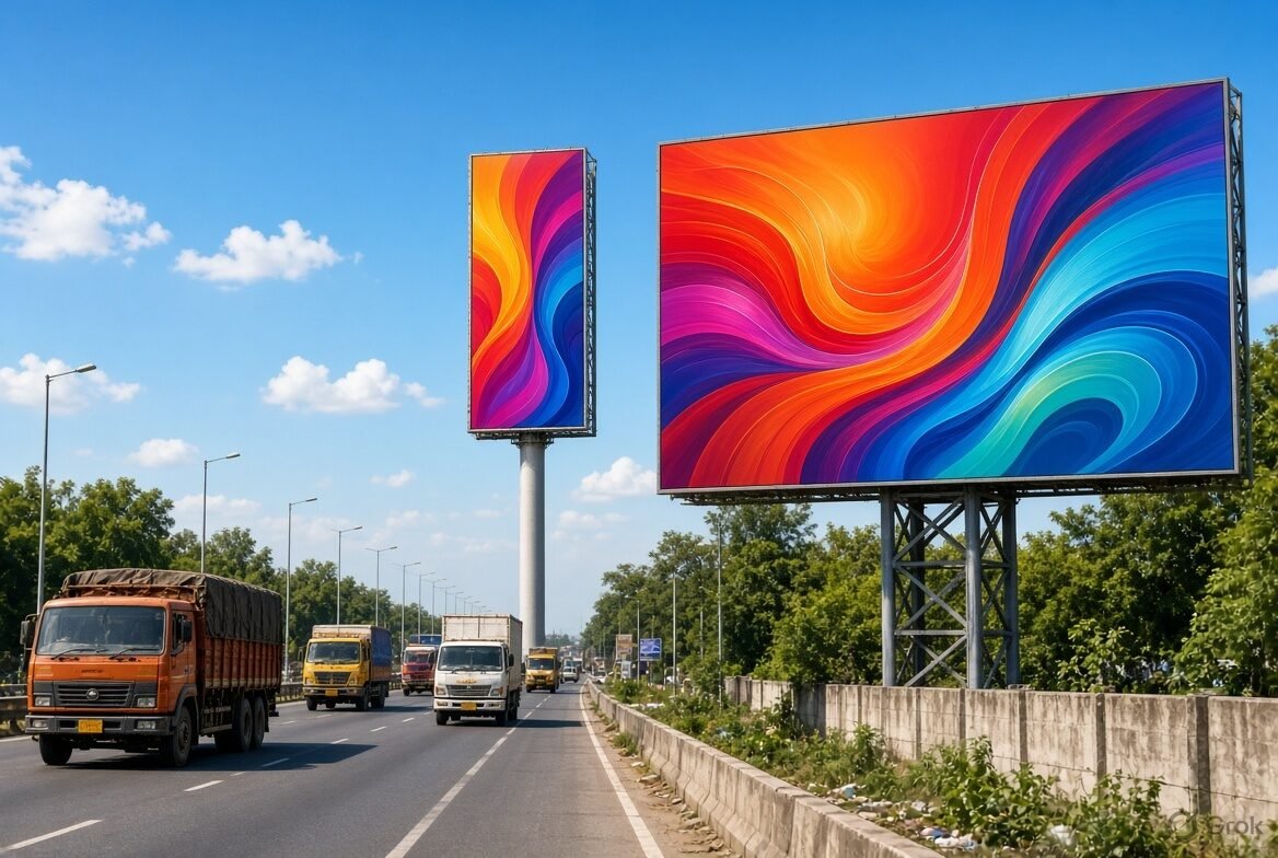 Highway hoarding and unipole outdoor board